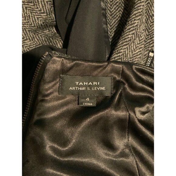 Tahari Arthur S. Levine Black & Gray Houndstooth Studded Dress, Size 4 - Picture 7 of 7